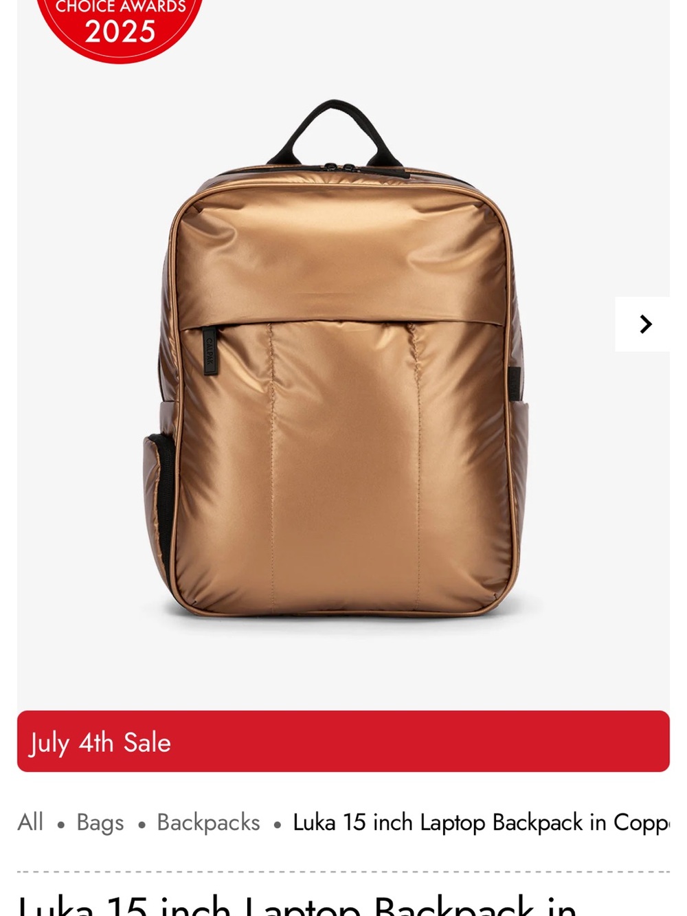 Calpak Luka 15” Backpack in Copper - Picture 13 of 14